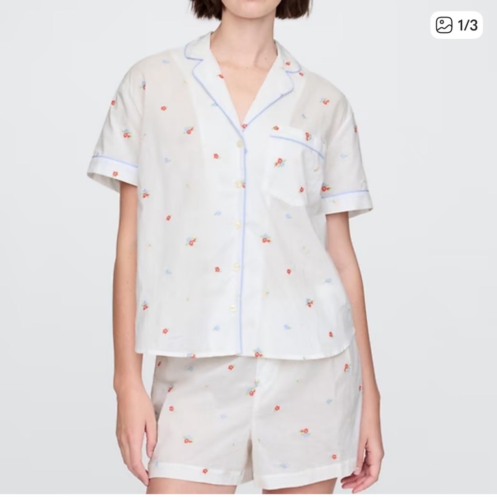 Gap Women's Floral Print Embroidered Pajama Set